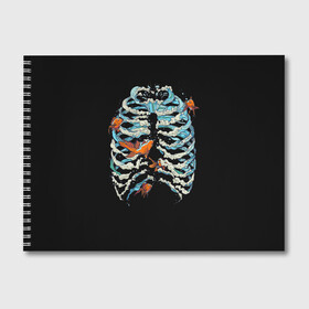 Альбом для рисования с принтом Ребра из Воды в Белгороде, 100% бумага
 | матовая бумага, плотность 200 мг. | анатомия | вода | океан | рыбы | скелет