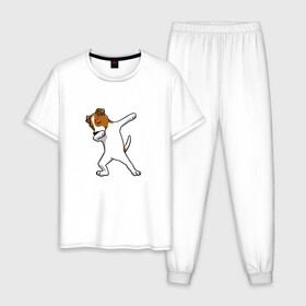 Мужская пижама хлопок с принтом джек победитель в Белгороде, 100% хлопок | брюки и футболка прямого кроя, без карманов, на брюках мягкая резинка на поясе и по низу штанин
 | джек | джек рассел | рассел | терьер