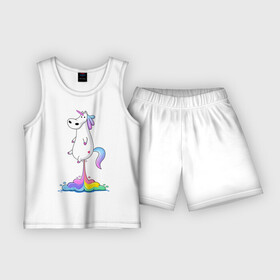 Детская пижама с шортами хлопок с принтом Единорог радуга в Белгороде,  |  | rainbow | unicorn | радужный