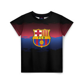 Детская футболка 3D с принтом Barcelona FC в Белгороде, 100% гипоаллергенный полиэфир | прямой крой, круглый вырез горловины, длина до линии бедер, чуть спущенное плечо, ткань немного тянется | barcelona | spain | spanish | барса | барселона | испания | испанский | клуб | фк | футбол | футбольный
