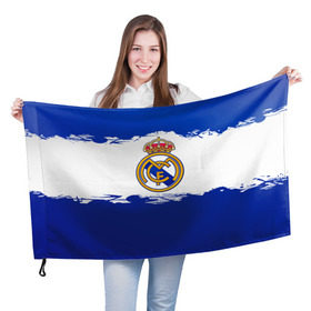 Флаг 3D с принтом Real Madrid FC в Белгороде, 100% полиэстер | плотность ткани — 95 г/м2, размер — 67 х 109 см. Принт наносится с одной стороны | 