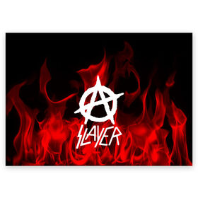 Поздравительная открытка с принтом SLAYER в Белгороде, 100% бумага | плотность бумаги 280 г/м2, матовая, на обратной стороне линовка и место для марки
 | Тематика изображения на принте: punk | rock | slayer | альтернативный хип хоп | группа | инди поп | музыка | музыкальное произведение | ноты | панк | регги | рок | синти поп