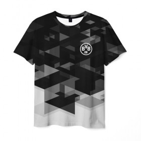Мужская футболка 3D с принтом Borussia Geometry Sport в Белгороде, 100% полиэфир | прямой крой, круглый вырез горловины, длина до линии бедер | боруссия | дортмунд