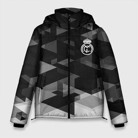 Мужская зимняя куртка 3D с принтом Real Madrid Geometry Sport в Белгороде, верх — 100% полиэстер; подкладка — 100% полиэстер; утеплитель — 100% полиэстер | длина ниже бедра, свободный силуэт Оверсайз. Есть воротник-стойка, отстегивающийся капюшон и ветрозащитная планка. 

Боковые карманы с листочкой на кнопках и внутренний карман на молнии. | abstraction | championship | fc | football | footer | polygon | real madrid | soccer | socker | sport | абстракция | одежда | спорт | спортивный | униформа | футбол | футбольный клуб | чемпионат