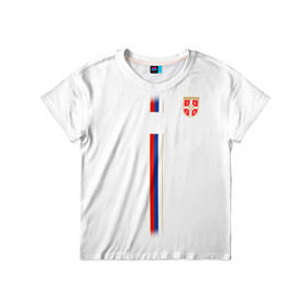 Детская футболка 3D с принтом Сборная Сербии WC 2018 в Белгороде, 100% гипоаллергенный полиэфир | прямой крой, круглый вырез горловины, длина до линии бедер, чуть спущенное плечо, ткань немного тянется | 