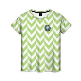Женская футболка 3D с принтом Домашняя форма сборной Нигерии в Белгороде, 100% полиэфир ( синтетическое хлопкоподобное полотно) | прямой крой, круглый вырез горловины, длина до линии бедер | чемпионат по футболу