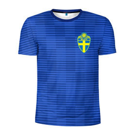 Мужская футболка 3D спортивная с принтом Швеция гостевая форма ЧМ 2018 в Белгороде, 100% полиэстер с улучшенными характеристиками | приталенный силуэт, круглая горловина, широкие плечи, сужается к линии бедра | Тематика изображения на принте: гостевая форма | сборная швеции | футбольная форма | швеция
