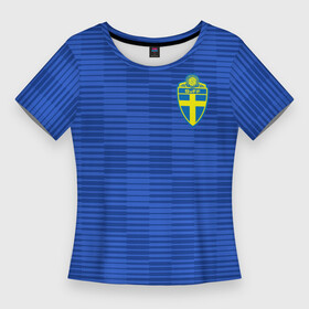 Женская футболка 3D Slim с принтом Швеция гостевая форма ЧМ 2018 в Белгороде,  |  | гостевая форма | сборная швеции | футбольная форма | швеция