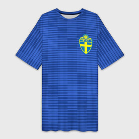 Платье-футболка 3D с принтом Швеция гостевая форма ЧМ 2018 в Белгороде,  |  | гостевая форма | сборная швеции | футбольная форма | швеция
