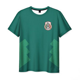 Мужская футболка 3D с принтом Домашняя форма сборной Мексики в Белгороде, 100% полиэфир | прямой крой, круглый вырез горловины, длина до линии бедер | мексика | сборная мексики | форма мексики | чемпионат по футболу