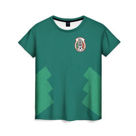 Женская футболка 3D с принтом Домашняя форма сборной Мексики в Белгороде, 100% полиэфир ( синтетическое хлопкоподобное полотно) | прямой крой, круглый вырез горловины, длина до линии бедер | мексика | сборная мексики | форма мексики | чемпионат по футболу