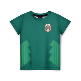 Детская футболка 3D с принтом Домашняя форма сборной Мексики в Белгороде, 100% гипоаллергенный полиэфир | прямой крой, круглый вырез горловины, длина до линии бедер, чуть спущенное плечо, ткань немного тянется | мексика | сборная мексики | форма мексики | чемпионат по футболу