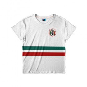 Детская футболка 3D с принтом Гостевая форма Мексики в Белгороде, 100% гипоаллергенный полиэфир | прямой крой, круглый вырез горловины, длина до линии бедер, чуть спущенное плечо, ткань немного тянется | Тематика изображения на принте: 