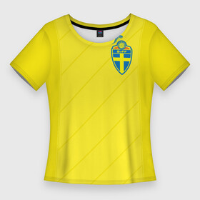 Женская футболка 3D Slim с принтом Швеция домашняя форма ЧМ 2018 в Белгороде,  |  | домашняя форма | сборная швеции | футбол | футбольная форма | швеция
