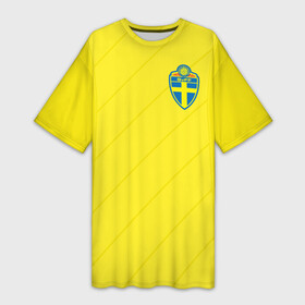 Платье-футболка 3D с принтом Швеция домашняя форма ЧМ 2018 в Белгороде,  |  | домашняя форма | сборная швеции | футбол | футбольная форма | швеция