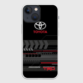 Чехол для iPhone 13 mini с принтом Toyota 1 в Белгороде,  |  | car | toyota | абстракция | авто | графика | дизайн | полосы | протектор | пунктир | след шин | тойота