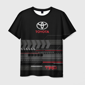 Мужская футболка 3D с принтом Toyota 1 в Белгороде, 100% полиэфир | прямой крой, круглый вырез горловины, длина до линии бедер | car | toyota | абстракция | авто | графика | дизайн | полосы | протектор | пунктир | след шин | тойота