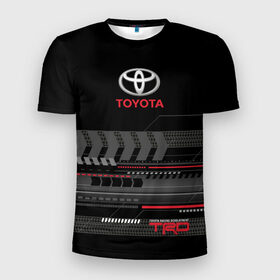 Мужская футболка 3D спортивная с принтом Toyota 1 в Белгороде, 100% полиэстер с улучшенными характеристиками | приталенный силуэт, круглая горловина, широкие плечи, сужается к линии бедра | car | toyota | абстракция | авто | графика | дизайн | полосы | протектор | пунктир | след шин | тойота