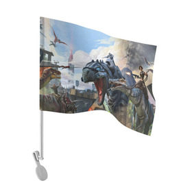 Флаг для автомобиля с принтом Ark Survival Evolved в Белгороде, 100% полиэстер | Размер: 30*21 см | арк