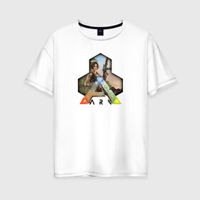 Женская футболка хлопок Oversize с принтом Ark Survival Evolved в Белгороде, 100% хлопок | свободный крой, круглый ворот, спущенный рукав, длина до линии бедер
 | арк