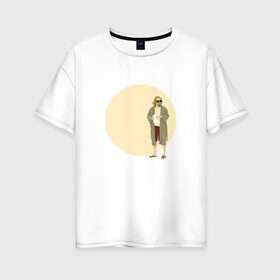 Женская футболка хлопок Oversize с принтом Большой Лебовски в Белгороде, 100% хлопок | свободный крой, круглый ворот, спущенный рукав, длина до линии бедер
 | the big lebowski | большой лебовски | джефф бриджес