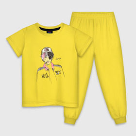 Детская пижама хлопок с принтом Lil Peep Hellboy в Белгороде, 100% хлопок |  брюки и футболка прямого кроя, без карманов, на брюках мягкая резинка на поясе и по низу штанин
 | Тематика изображения на принте: lil peep | лил пип