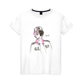Женская футболка хлопок с принтом Lil Peep Hellboy в Белгороде, 100% хлопок | прямой крой, круглый вырез горловины, длина до линии бедер, слегка спущенное плечо | lil peep | лил пип
