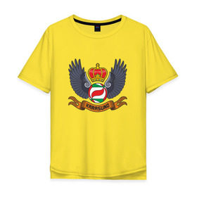 Мужская футболка хлопок Oversize с принтом Haikyuu!! Волейбол!! в Белгороде, 100% хлопок | свободный крой, круглый ворот, “спинка” длиннее передней части | emblem | haikyuu | karasuno | волейбол | вороны | карасуно | корона | крылья | эмблема