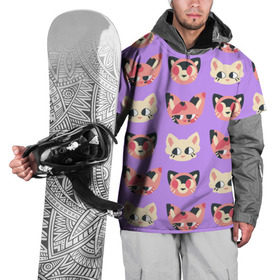 Накидка на куртку 3D с принтом Cat and Panda в Белгороде, 100% полиэстер |  | animal | cat | cute | kitty | meow | pattern | pet | животное | кот | котенок | котики | мяу | паттерн
