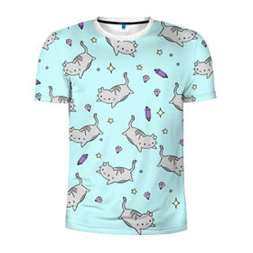 Мужская футболка 3D спортивная с принтом Кавайные котики в Белгороде, 100% полиэстер с улучшенными характеристиками | приталенный силуэт, круглая горловина, широкие плечи, сужается к линии бедра | animal | cat | cute | kitty | meow | pet | животное | кот | котенок | котики | мяу