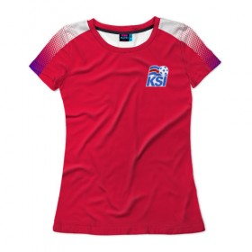 Женская футболка 3D с принтом Вратарская форма сборной Исландии WC 2018 в Белгороде, 100% полиэфир ( синтетическое хлопкоподобное полотно) | прямой крой, круглый вырез горловины, длина до линии бедер | 