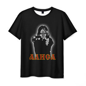 Мужская футболка 3D с принтом Алиса (Константин Кинчев) в Белгороде, 100% полиэфир | прямой крой, круглый вырез горловины, длина до линии бедер | 