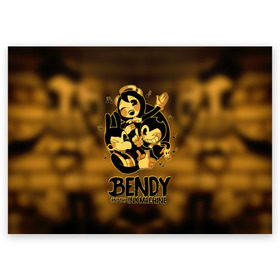 Поздравительная открытка с принтом Bendy and the ink machine (32) в Белгороде, 100% бумага | плотность бумаги 280 г/м2, матовая, на обратной стороне линовка и место для марки
 | Тематика изображения на принте: bendy | bendy and the ink machine | game | horror | ink | machine | trend | video game | бенди | бэнди