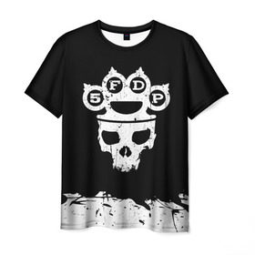 Мужская футболка 3D с принтом Five Finger Death Punch в Белгороде, 100% полиэфир | прямой крой, круглый вырез горловины, длина до линии бедер | 5fdp | alternative | ffdp | groove | metal | metall | rock | альтернатива | грув | группа | метал | рок | череп