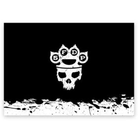 Поздравительная открытка с принтом Five Finger Death Punch в Белгороде, 100% бумага | плотность бумаги 280 г/м2, матовая, на обратной стороне линовка и место для марки
 | 5fdp | alternative | ffdp | groove | metal | metall | rock | альтернатива | грув | группа | метал | рок | череп