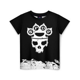 Детская футболка 3D с принтом Five Finger Death Punch в Белгороде, 100% гипоаллергенный полиэфир | прямой крой, круглый вырез горловины, длина до линии бедер, чуть спущенное плечо, ткань немного тянется | 5fdp | alternative | ffdp | groove | metal | metall | rock | альтернатива | грув | группа | метал | рок | череп