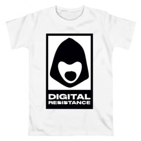 Мужская футболка хлопок с принтом Digital Resistance в Белгороде, 100% хлопок | прямой крой, круглый вырез горловины, длина до линии бедер, слегка спущенное плечо. | 