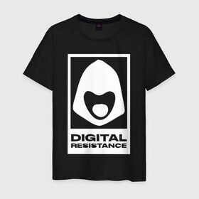 Мужская футболка хлопок с принтом Digital Resistance white в Белгороде, 100% хлопок | прямой крой, круглый вырез горловины, длина до линии бедер, слегка спущенное плечо. | 