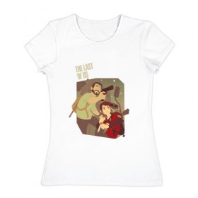 Женская футболка хлопок с принтом The Last of Us в Белгороде, 100% хлопок | прямой крой, круглый вырез горловины, длина до линии бедер, слегка спущенное плечо | the last of us | гриб | грибы | джоэл | кордицепс | пиратs | элли