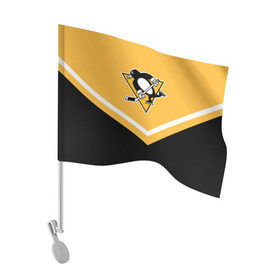Флаг для автомобиля с принтом Pittsburgh Penguins (Форма 1) в Белгороде, 100% полиэстер | Размер: 30*21 см | Тематика изображения на принте: питтсбург пингвинз