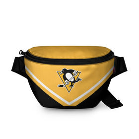 Поясная сумка 3D с принтом Pittsburgh Penguins (Форма 1) в Белгороде, 100% полиэстер | плотная ткань, ремень с регулируемой длиной, внутри несколько карманов для мелочей, основное отделение и карман с обратной стороны сумки застегиваются на молнию | питтсбург пингвинз