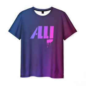 Мужская футболка 3D с принтом ALLJ в Белгороде, 100% полиэфир | прямой крой, круглый вырез горловины, длина до линии бедер | Тематика изображения на принте: allj | music | pop | purple | rap | градиент | клубная музыка. | космос | минимал | музыка | поп | розовое вино | рэп | сузуки | фиолетовый | элджей