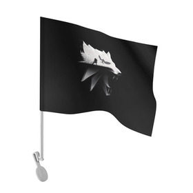 Флаг для автомобиля с принтом Волк в Белгороде, 100% полиэстер | Размер: 30*21 см | gerald | wild hunt | witcher | wolf | ведьмак | волк | дикая охота