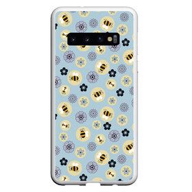 Чехол для Samsung Galaxy S10 с принтом Пчелки в Белгороде, Силикон | Область печати: задняя сторона чехла, без боковых панелей | Тематика изображения на принте: пчелки | пчелы | цветы