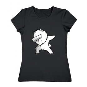 Женская футболка хлопок с принтом ШПИЦ в Белгороде, 100% хлопок | прямой крой, круглый вырез горловины, длина до линии бедер, слегка спущенное плечо | 