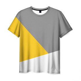 Мужская футболка 3D с принтом Серый, желтый, белый-идеальное сочетание! в Белгороде, 100% полиэфир | прямой крой, круглый вырез горловины, длина до линии бедер | 