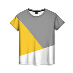 Женская футболка 3D с принтом Серый, желтый, белый-идеальное сочетание! в Белгороде, 100% полиэфир ( синтетическое хлопкоподобное полотно) | прямой крой, круглый вырез горловины, длина до линии бедер | 