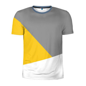 Мужская футболка 3D спортивная с принтом Серый, желтый, белый-идеальное сочетание! в Белгороде, 100% полиэстер с улучшенными характеристиками | приталенный силуэт, круглая горловина, широкие плечи, сужается к линии бедра | 