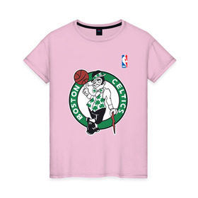 Женская футболка хлопок с принтом Boston celtics в Белгороде, 100% хлопок | прямой крой, круглый вырез горловины, длина до линии бедер, слегка спущенное плечо | boston celtics | nba | баскетбол | бостон селтикс