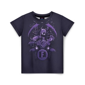 Детская футболка 3D с принтом Raven в Белгороде, 100% гипоаллергенный полиэфир | прямой крой, круглый вырез горловины, длина до линии бедер, чуть спущенное плечо, ткань немного тянется | battle royale | fortnite | lama | raven | батл рояль | ворон | лама | фортнайт